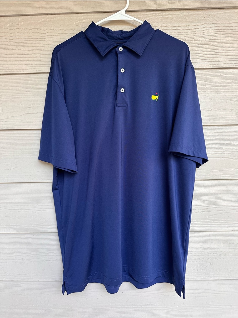 Augusta National The Masters Tech Golf Performance Polo Shirt Men L Blue (B15)